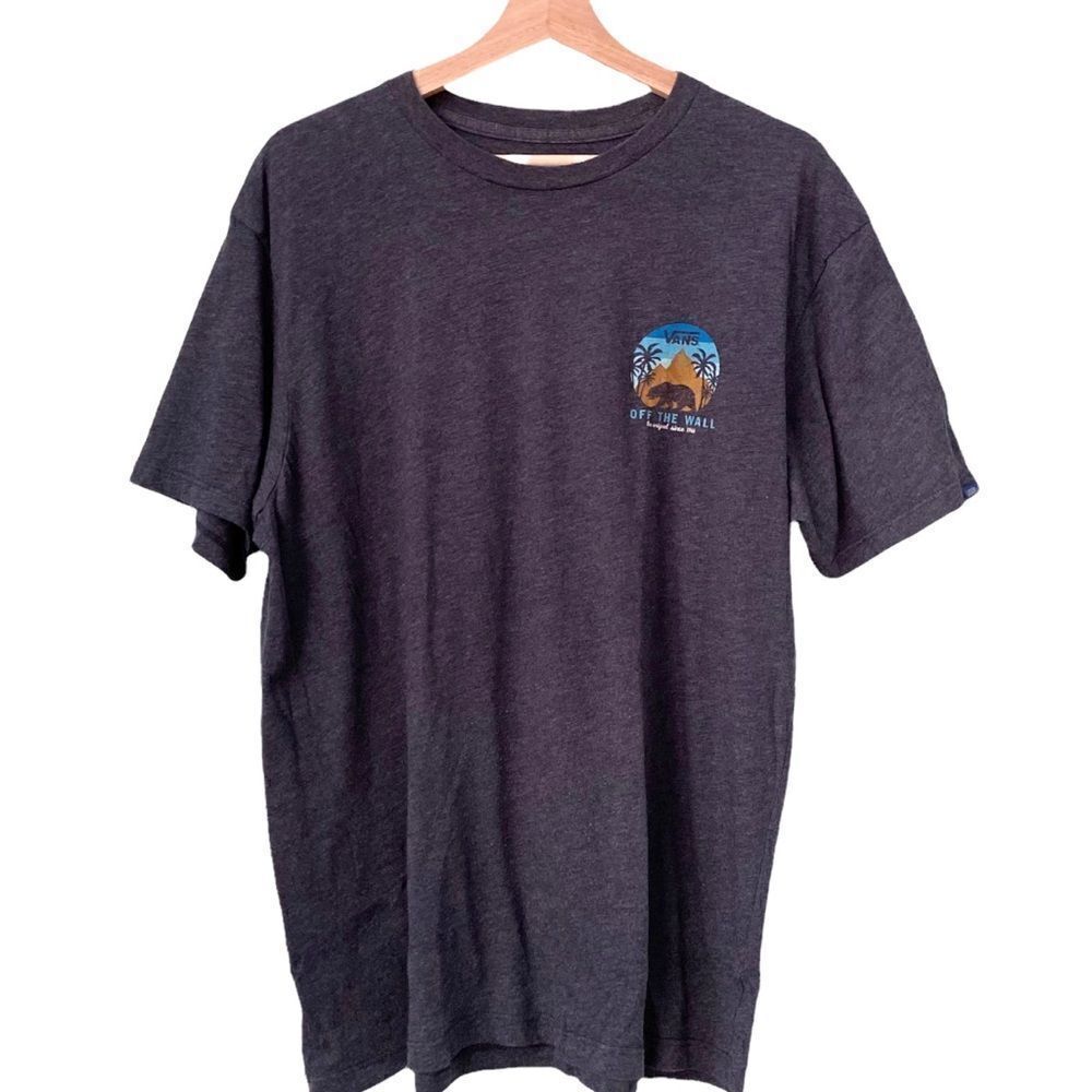 Vans Graphic Short Sleeve Grey Tee Custom Fit Men's Size Large